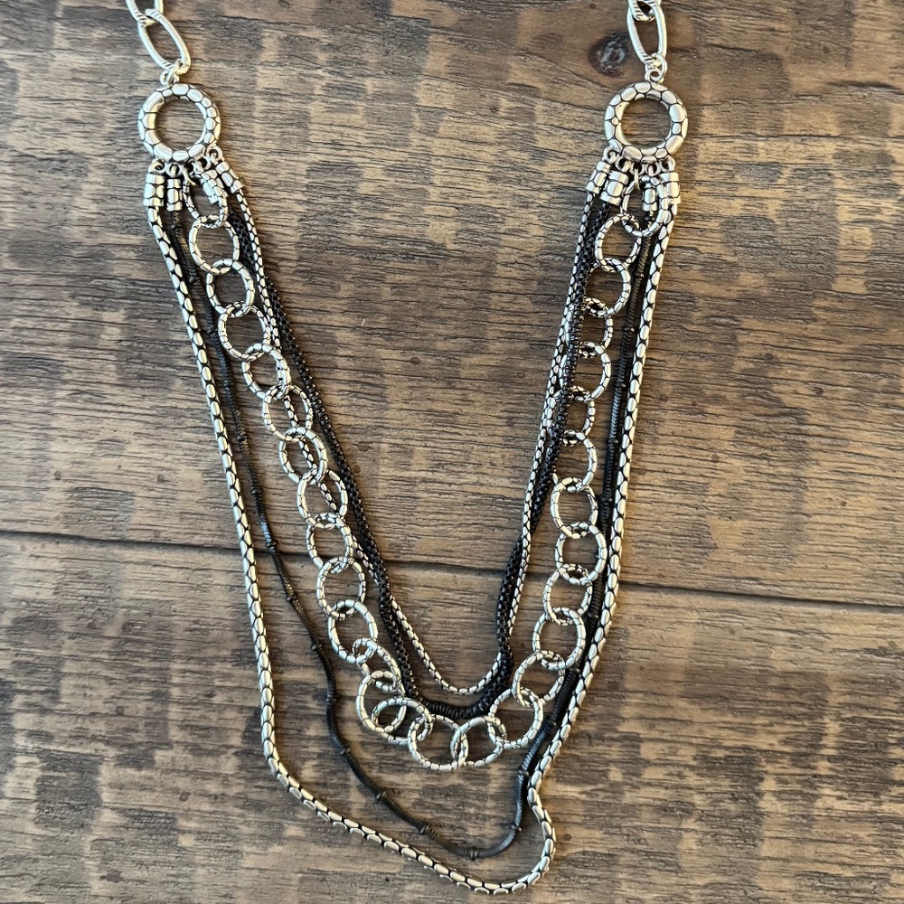 Brighton Pebble Cascade Layered Multi-Strand Silver Necklace